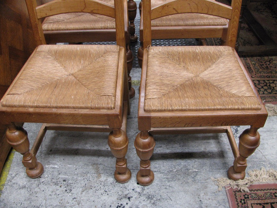 Set of 6 Solid French Oak Chairs