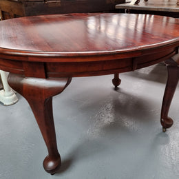 Australian Blackwood Fixed Oval Dining Table with Queen Anne Legs and Castors