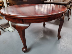 Australian Blackwood Fixed Oval Dining Table with Queen Anne Legs and Castors | Antique & Vintage | Moonee Ponds Antiques | Australia Wide Delivery
