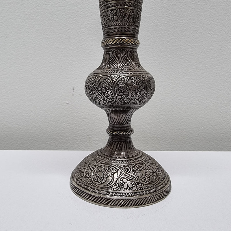 Pair of antique Indian silver plated vases with markings 'I, 546'. Sourced locally. They are in good original condition.