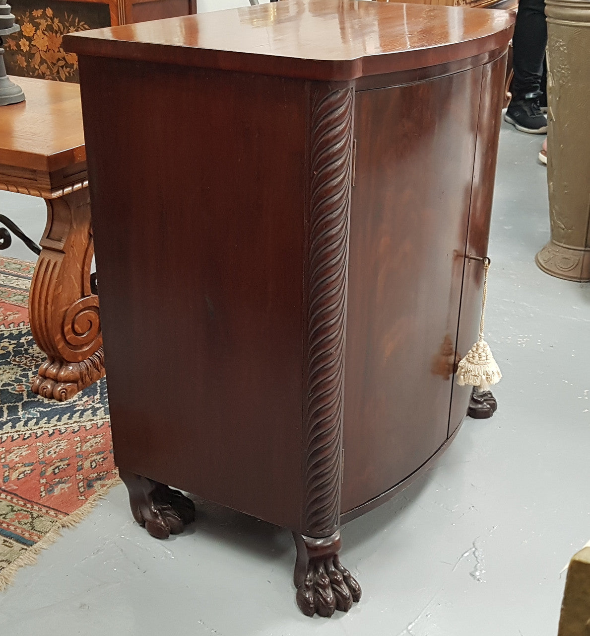 Antique Flame Mahogany Claw Foot Shoe Cupboard | Antique & Vintage | Moonee Ponds Antiques | Australia Wide Delivery