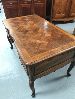 Parquetry Top Five Drawer desk | Antique & Vintage | Moonee Ponds Antiques | Australia Wide Delivery