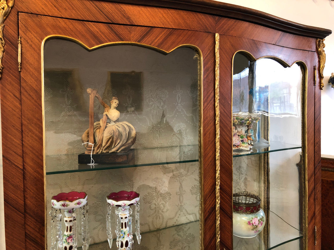 19th Century Ornate French Walnut Marquetry Inlay Display Cabinet | Antique & Vintage | Moonee Ponds Antiques | Australia Wide Delivery