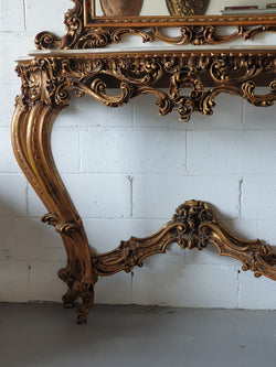 Louis XV Style Gilt Timber & Alabaster Top Console & Mirror | Antique & Vintage | Moonee Ponds Antiques | Australia Wide Delivery