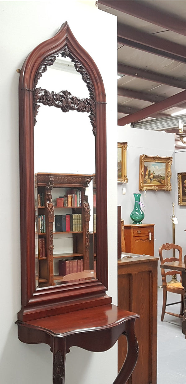 Antique Victorian Matching Console Table and Mirror
