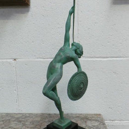 French Art Deco Sculpture Of Nude With Trumpet By Guerbe