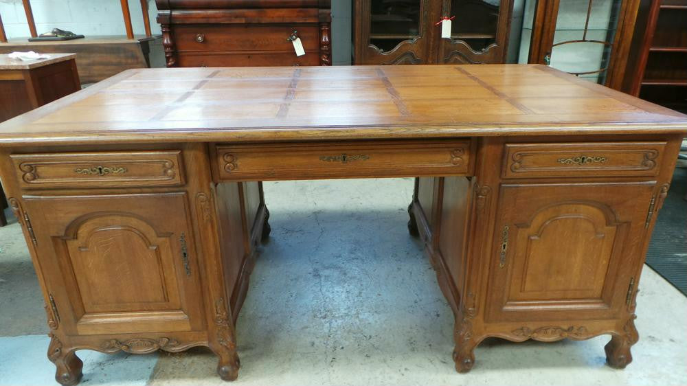 French Oak Partners Desk-1 | Antique & Vintage | Moonee Ponds Antiques | Australia Wide Delivery