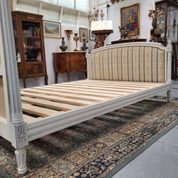 French Louis 16th Style Double Bed & Rails with Original Crackle Paint | Antique & Vintage | Moonee Ponds Antiques | Australia Wide Delivery