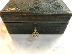 Victorian Green Leather Embossed Box | Antique & Vintage | Moonee Ponds Antiques | Australia Wide Delivery