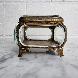 Antique French beveled glass vitrine casket "large size". In good original condition, please view photos as they help form part of the description.