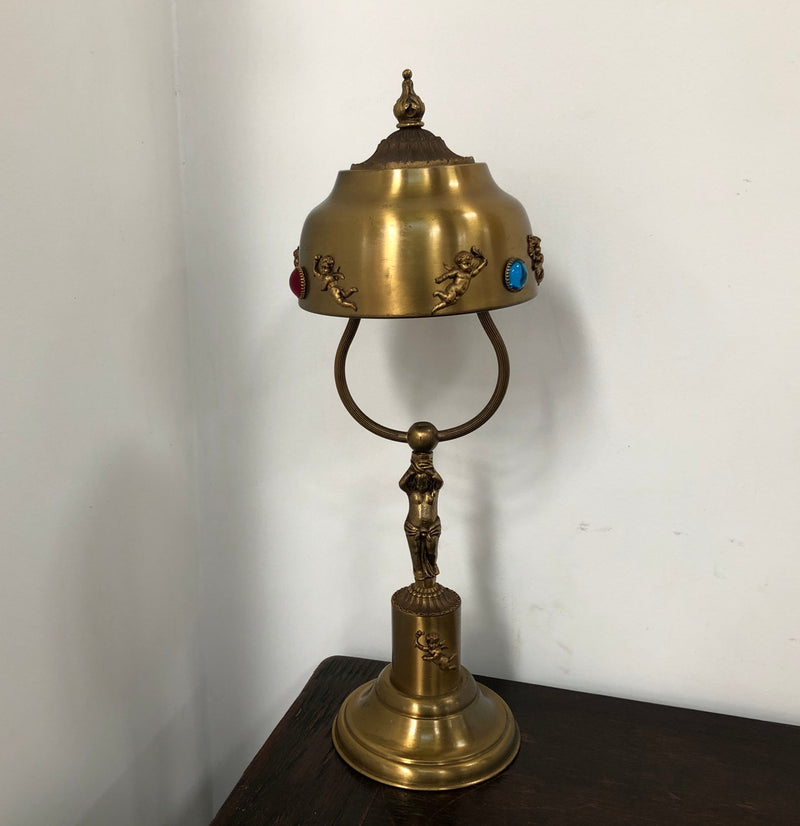 Fabulous & decorative French gilt metal & jewelled table/desk lamp. Wired to Australian standards & in good original condition.