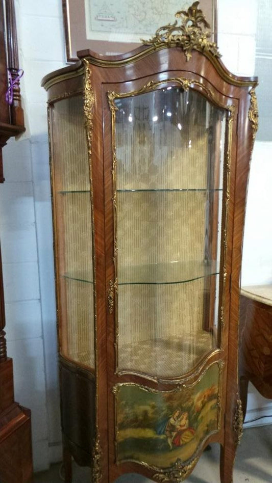 Vernis Martin Panelled Louis XV Style French Vitrine