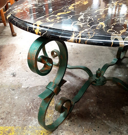 Portoro Marble Top French Wrought Iron Occasional Or Coffee Table | Antique & Vintage | Moonee Ponds Antiques | Australia Wide Delivery