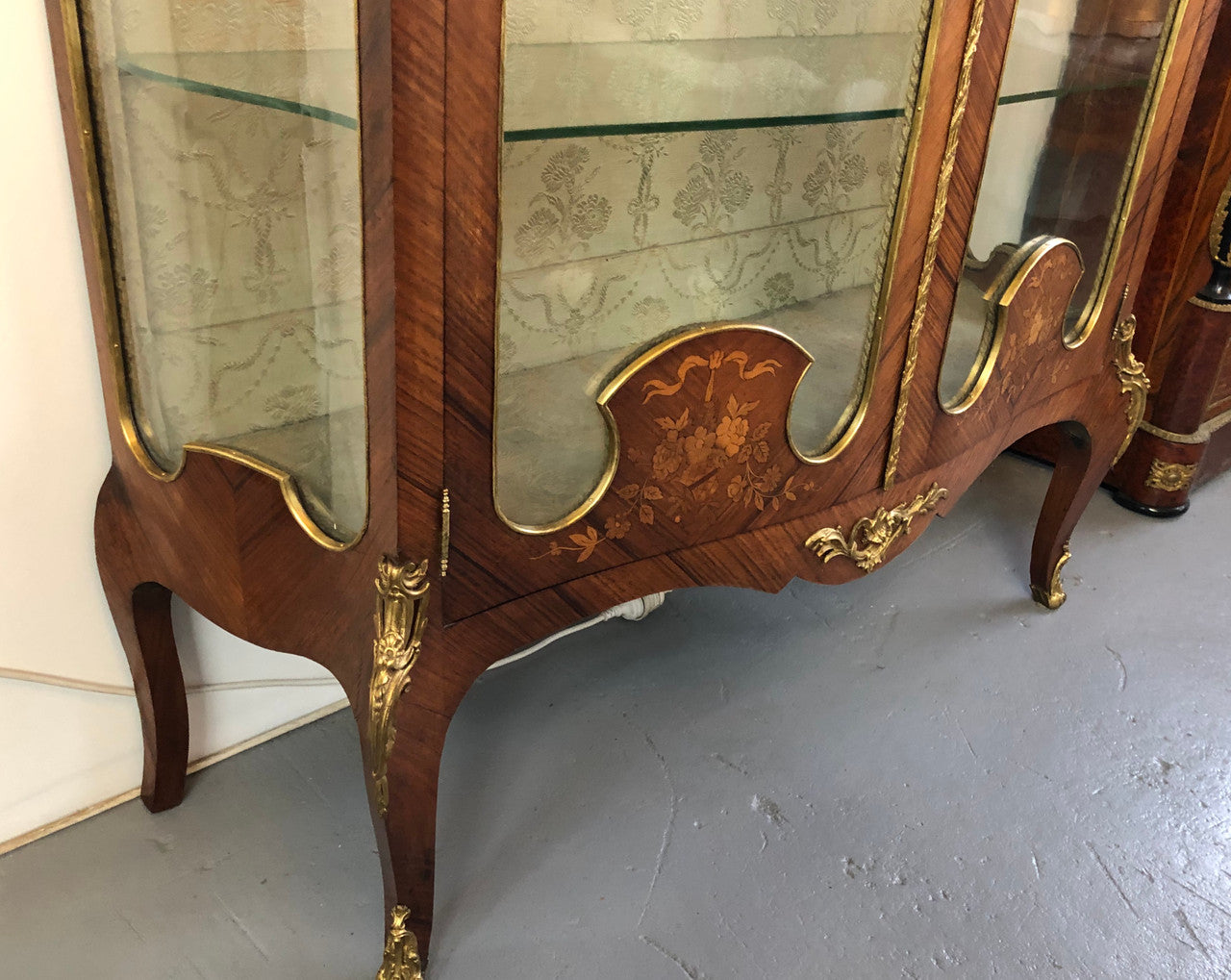 19th Century Ornate French Walnut Marquetry Inlay Display Cabinet | Antique & Vintage | Moonee Ponds Antiques | Australia Wide Delivery
