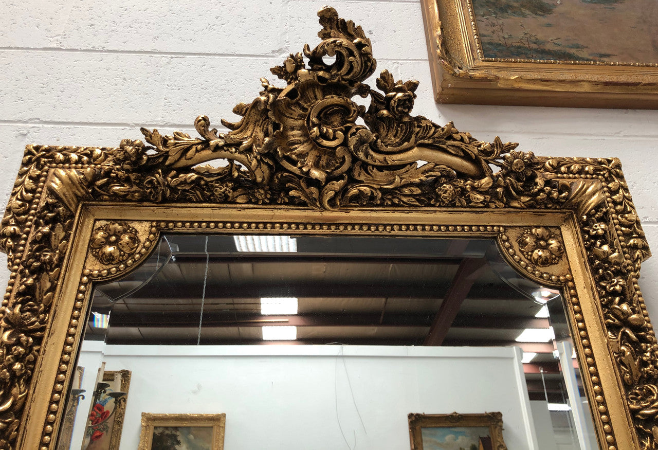 Antique French 19th Century Gilt & Floral Wall-Mantle Mirror | Antique & Vintage | Moonee Ponds Antiques | Australia Wide Delivery