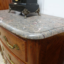 French Louis XIV Style Walnut Inlaid Commode
