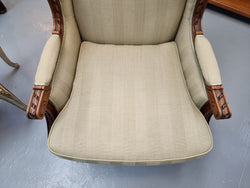 Beautifully Carved Louis XVI Walnut Upholstered Wingback Chair | Antique & Vintage | Moonee Ponds Antiques | Australia Wide Delivery