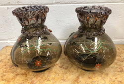 Pair Of Large Moser Enameled Vases With Lizards | Antique & Vintage | Moonee Ponds Antiques | Australia Wide Delivery
