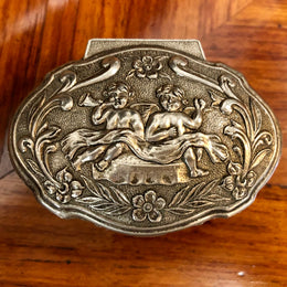 Vintage Metal Trinket Box With Cherubs