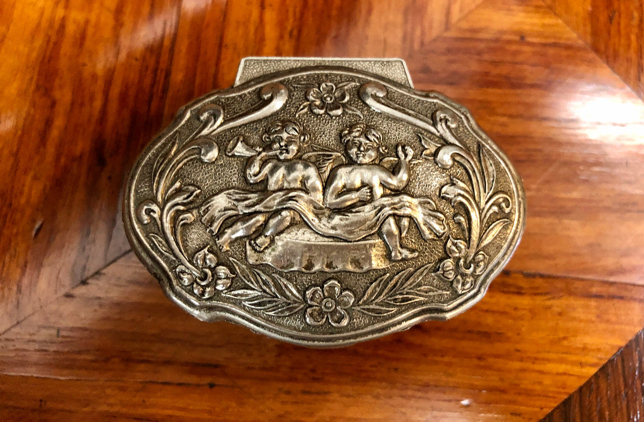 Vintage Metal Trinket Box With Cherubs