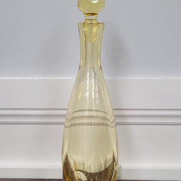 Bohemian yellow cut glass decanter. Please view photos as they help form part of the description.