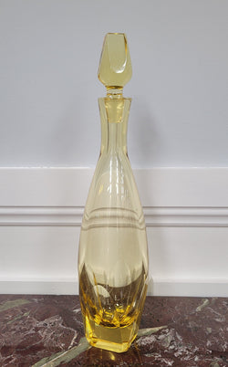 Bohemian Yellow Cut Glass Decanter | Antique & Vintage | Moonee Ponds Antiques | Australia Wide Delivery