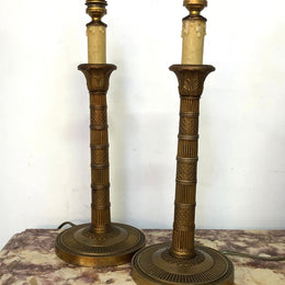 Beautiful pair of Antique decorative bronze gilt lamp bases that have been rewired and in good working order.