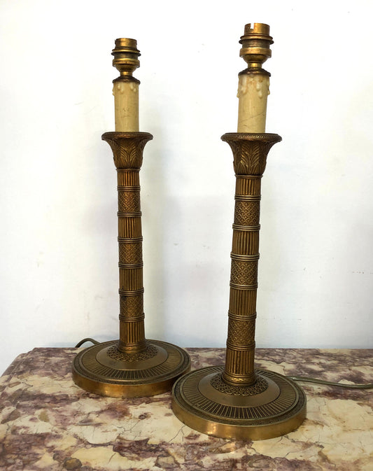 Beautiful pair of Antique decorative bronze gilt lamp bases that have been rewired and in good working order.