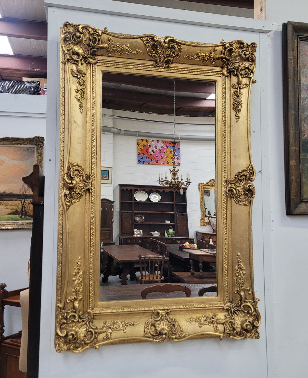 Stunning Antique Carved Gilt Wood Framed Mirror