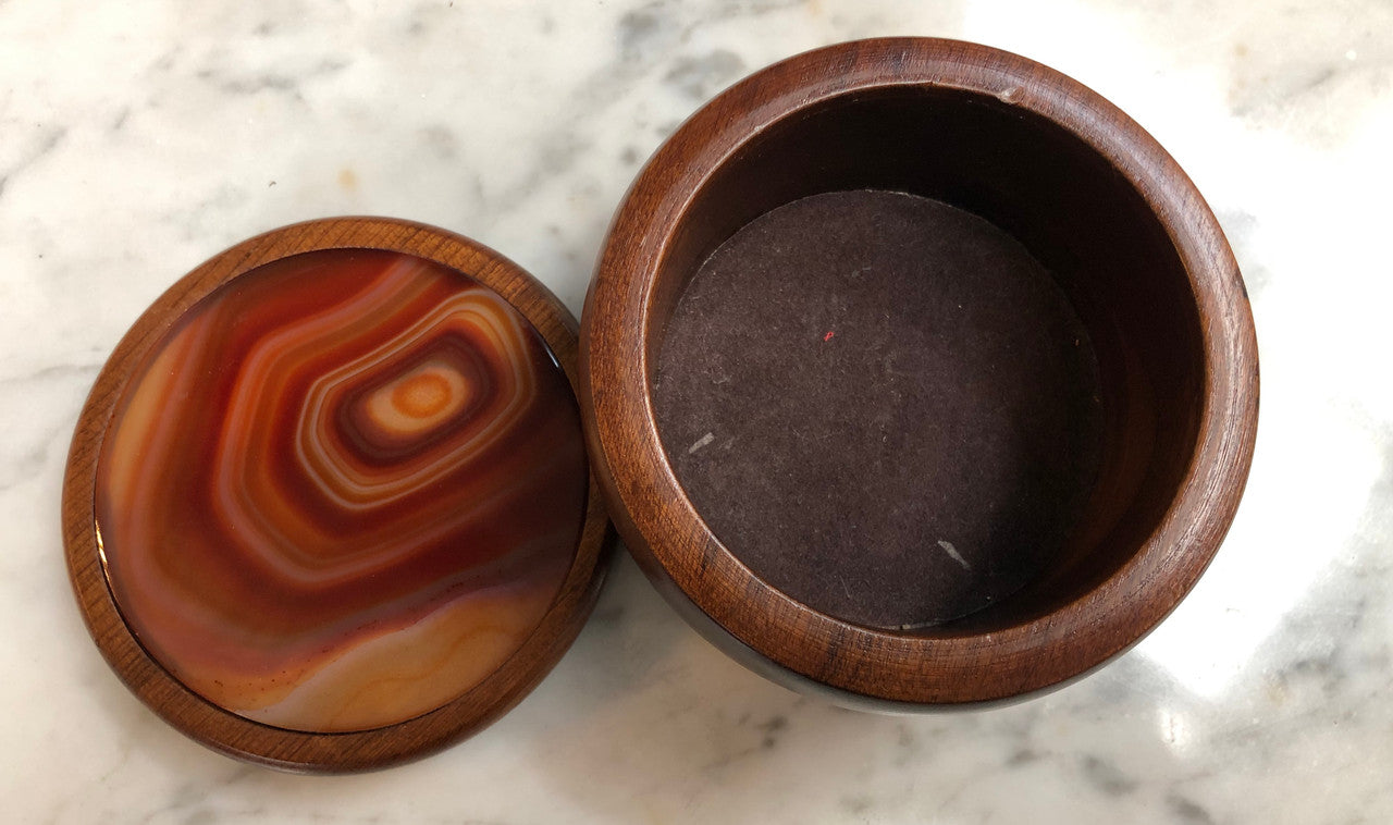 An Australian Blackwood & Agate Round Box | Antique & Vintage | Moonee Ponds Antiques | Australia Wide Delivery