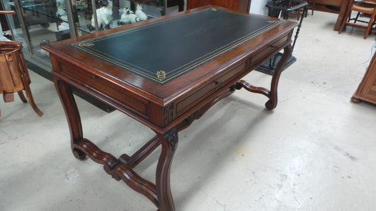 French Late 18th Century Walnut Leather Top Inlaid Desk