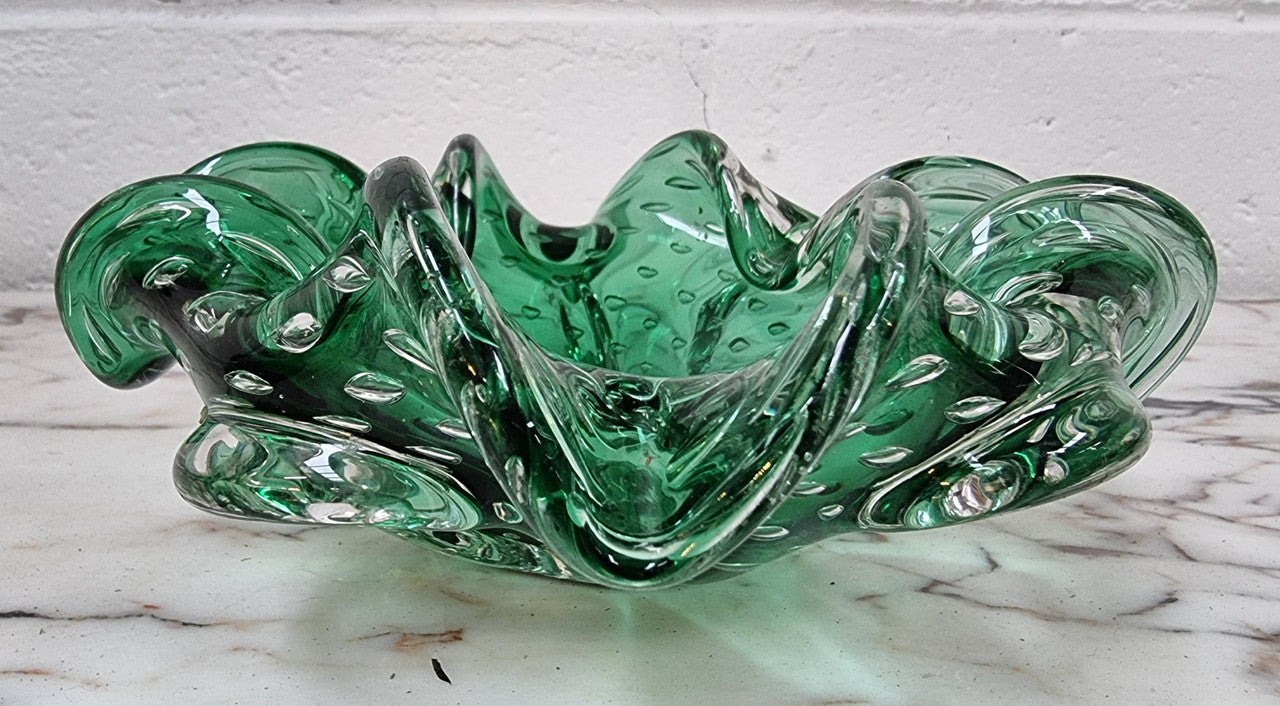 Vintage “Murano” Handmade Glass Green Bowl | Antique & Vintage | Moonee Ponds Antiques | Australia Wide Delivery