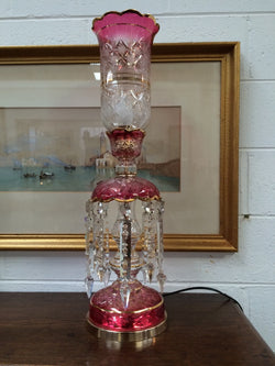 Pair Of Flashed Ruby And Crystal Glass Lustres | Antique & Vintage | Moonee Ponds Antiques | Australia Wide Delivery