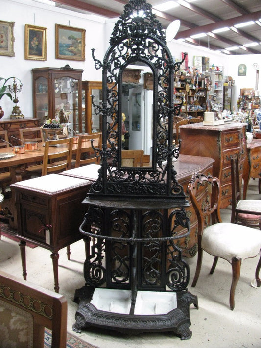 Victorian Black Cast Iron Hall Stand