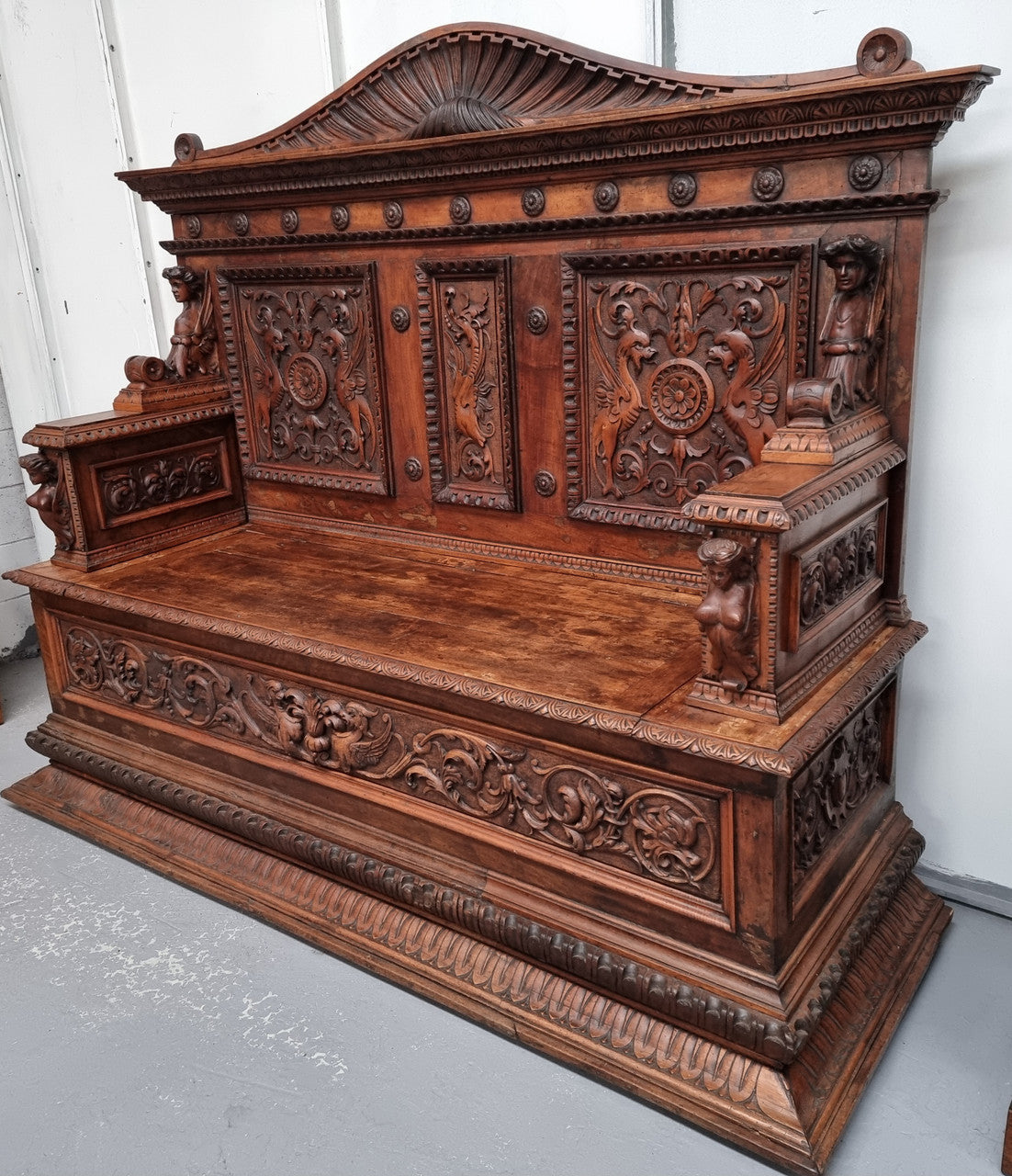 18th Century Carved Italian Renaissance Style Hall Seat | Antique & Vintage | Moonee Ponds Antiques | Australia Wide Delivery