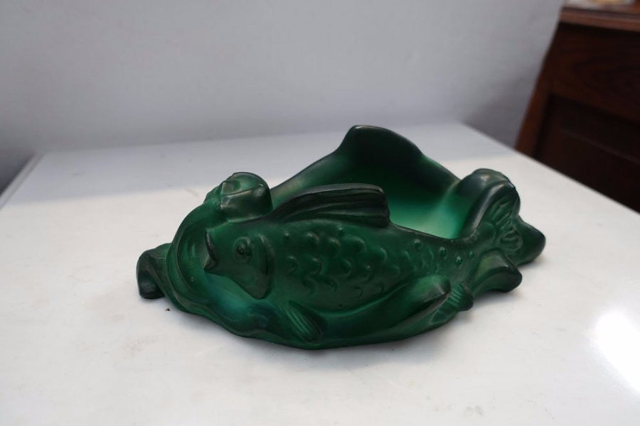 Czechoslovakia Malachite Glass Fish Bowl | Antique & Vintage | Moonee Ponds Antiques | Australia Wide Delivery