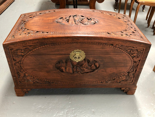 Antique Chinese Carved Camphor Wood Chest