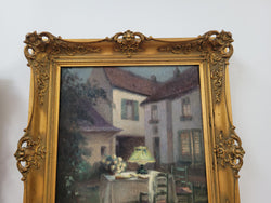 French Antique Oil On Canvas "Garden Scene" In Decorative Gilt Frame | Antique & Vintage | Moonee Ponds Antiques | Australia Wide Delivery
