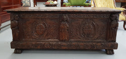 Antique Mahogany Heavily Carved Coffer Chest Blanket Box | Antique & Vintage | Moonee Ponds Antiques | Australia Wide Delivery
