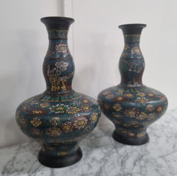 Pair of Early 19th Century Cloisonné Vases | Antique & Vintage | Moonee Ponds Antiques | Australia Wide Delivery