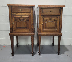 Pair of French Oak Marble Top Bedside Cabinets | Antique & Vintage | Moonee Ponds Antiques | Australia Wide Delivery