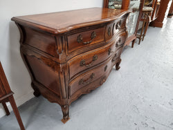 Rare Wooden Top Walnut Louis XV Style Three Drawer Bombe Commode | Antique & Vintage | Moonee Ponds Antiques | Australia Wide Delivery