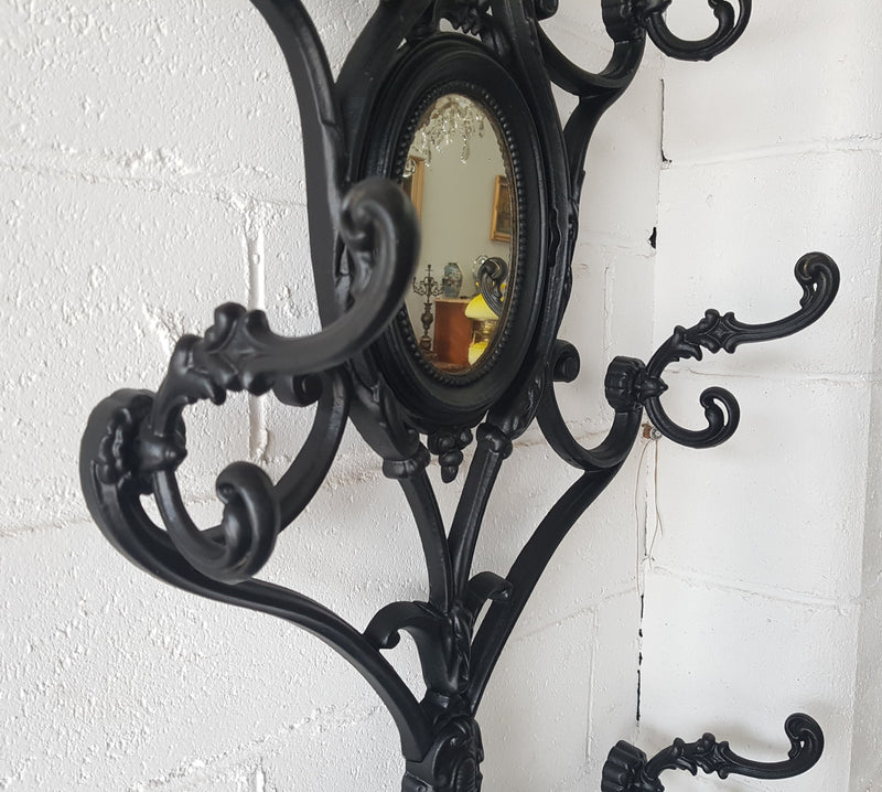 Highly Decorative French Antique Painted Cast Iron Hallstand