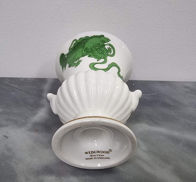 Wedgwood small urn vase with a dragon pattern and gold trim, in great original condition.