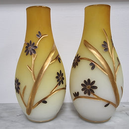 Beautiful pair of Victorian Opaline glass vases
