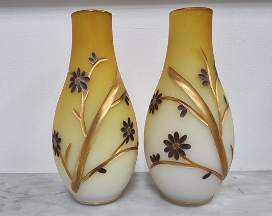 Beautiful pair of Victorian Opaline glass vases