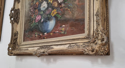 Sourced in France Floral Oil on Canvas In Ornate Frame | Antique & Vintage | Moonee Ponds Antiques | Australia Wide Delivery