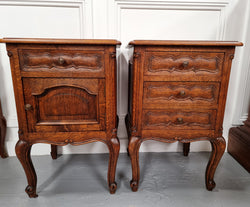 Pair of French Provincial Three Drawer Oak Bedsides | Antique & Vintage | Moonee Ponds Antiques | Australia Wide Delivery