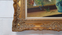French Gilt Frame Oil On Canvas Of Flowers & Country Scene | Antique & Vintage | Moonee Ponds Antiques | Australia Wide Delivery