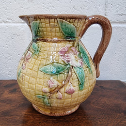 Victorian Majolica Jug With Apple Blossom Pattern